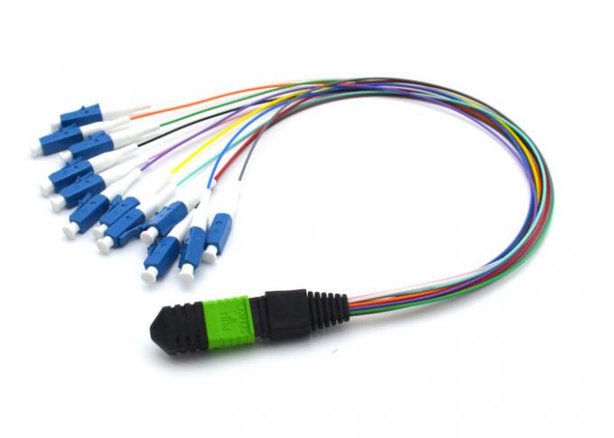 SMA E2000 MPO Fiber Cable For CATV Networks , 12 Core White OM3 OM4 Patch Cord
