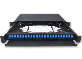 China 24 Port Fiber Optic Patch Panel 1U 19 Inch  SC / LC Connector Drawer With Guild Rail supplier