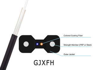China Flat Fiber Optic Cable GJXFH Type , LSZH Sheath Fiber Optic Drop Cable 1KM / 2KM supplier