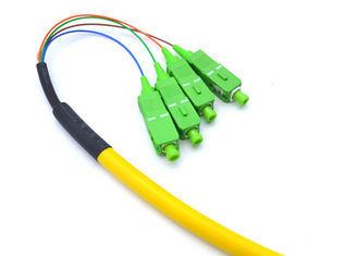 China G657A1 SC / APC Pigtail Simplex , Yellow 4 Core Single Mode Fiber Optic Cable supplier