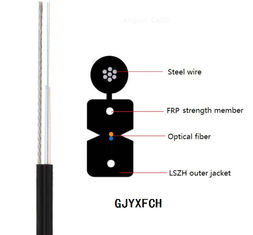 China FTTH Fiber Optic Drop Cable , GJYXCH Outdoor Optical Fiber Cable Black Color supplier