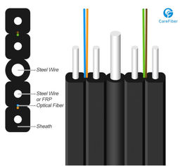 China 1 Fiber Singlemode 9/125 OS2, Metal Strength Member, LSZH Self-supporting FTTH Drop Cable GJYXCH supplier